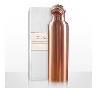 THE ART BOX Botella de Agua de Cobre Liso 1 Litro / 34 Oz Extra Grande - un Recipiente Ayurvédico de Cobre Puro - Bebe Más Agua, Reduce tu Consumo de Azúcar y Disfruta de los Beneficios para la Salud
