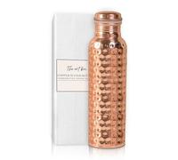 THE ART BOX Botella de agua de cobre martillado de 1000 ml, diseño ayurvédico grande con tapa a prueba de fugas y base antideslizante para beber, viajar, deportes, fitness y yoga