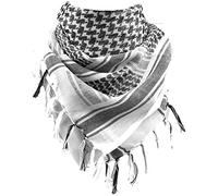 THE ART BOX Bufanda Militar Puro Algodón Blanco Shemagh Tactical Desert Keffiyeh Bufanda Cuello Cabeza Bufanda Arabe Afgana con Borla 110x110 cm