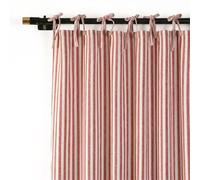 THE ART BOX Cortinas de gasa a rayas, cortinas de lino bohemio con lazos para colgar con filtro de luz, tratamiento de puerta y ventana, 2 paneles para sala de estar, dormitorio, rojo sobre blanco