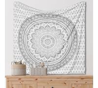 THE ART BOX Glittering Silver Grey Tapestry Wall Hanging Mandala-Bohemian Room Decor-Indian Cotton Throw Hippie Tapestries -Medium bedspread 54X60 inches
