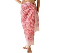 THE ART BOX Pareo de algodón 100 % para mujer, estampado de bloques indios, falda pareo, falda tipo cartera, traje de playa largo (185 x 110 cm), Talla única