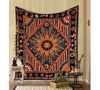 THE ART BOX Tapices grandes para colgar en la pared con diseño de mandala hippie y luna ardiente de sol, 230 x 270 cm, bohemio, tarot celestial, tapiz colgante para dormitorio estético