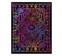 THE ART BOX Tapiz de mandala morado con sol y luna, para colgar en la pared de algodón celestial para dormitorio y decoración del hogar