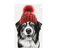 The Art File - Tinta y sombra Collie in Bobble Hat Tarjeta de Navidad - ISX07