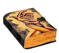 The Artisan's Grip Deckle Edge Cuaderno - Diario de cuero hecho a mano con cubierta artística pintada a mano, pestillo de estilo antiguo, papel vintage sin forro - Regalo único para escritores,