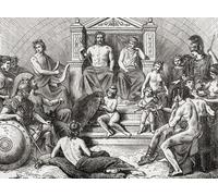 The Assembly of the Gods on Mount Olympus Greece. Una historia popular de Grecia publicada en 1887. Póster impreso por Ken Welsh (17 x 12)