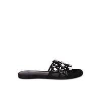 The Attico - Sandalia Plana de Terciopelo con Joya - Shoes - Mujer - Negro - 38 EU -