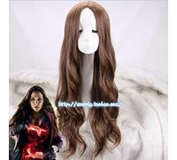 The Avengers Scarlet Witch Wanda Django Maximoff ondulado largo sintético Cosplay peluca de pelo para adultos + gorro de peluca gratis
