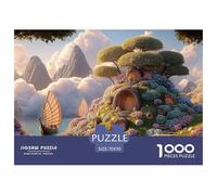 The Background Is Composed of Mountains 1000 Pcs Papel Ecológico Rompecabezas Coastal Hobbit-Style Village Imposible, Difícil Juego Familiar Puzzle Juego De Desafío Difícil 70x50cm/1000pcs