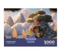 The Background Is Composed of Mountains 1000 Piezas Cartón Rompecabezas Coastal Hobbit-Style Village Imágenes Vibrantes Juego Familiar Puzzle Juego De Desafío Difícil 52x38cm/1000pcs