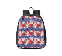 The Backpack Kid Red Crabs Blue White Stripes