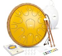 The Balmy Drum - Tambor de lengua de acero de 15 notas de 14 pulgadas, instrumento de tambor de acero, tambores para adultos, juego Balmy Drum para niños con libro de música, tambor de mano, mazo y
