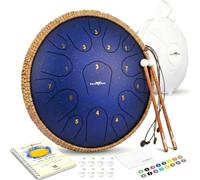 The Balmy Drum - Tambor de lengua de acero de 15 notas de 14 pulgadas, instrumento de tambor de acero, tambores para adultos, juego Balmy Drum para niños con libro de música, tambor de mano, mazo y