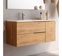 THE BATH POINT Mueble de Baño con Lavabo Black Capri, Roble con Preciosa Veta, Ancho de 80 cm