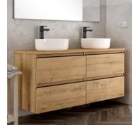 THE BATH POINT Mueble de Baño con Lavabo Black Inglet Top, Roble Rústico Veteado, Ancho de 140 cm