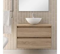 THE BATH POINT Mueble de Baño con Lavabo Siri Top, Acabado en Madera Clara, Ancho de 60 cm