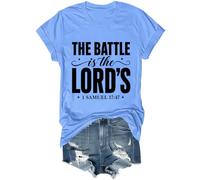 The Battle is The Lords Camisa Christian 1 Samuel 17:47 versículo bíblico, Azul (carolina blue), L
