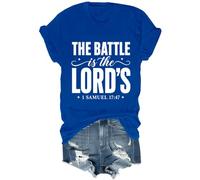 The Battle is The Lords Camisa Christian 1 Samuel 17:47 versículo bíblico, azul real, XS