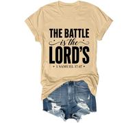 The Battle is The Lords Camisa Christian 1 Samuel 17:47 versículo bíblico, caqui, S