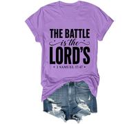 The Battle is The Lords Camisa Christian 1 Samuel 17:47 versículo bíblico, Morado (, L