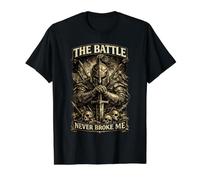 The Battle Never Broke Me Vintage Warrior Graphic para Hombre Camiseta gráfica económica, Hombre, Negro, S