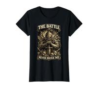 The Battle Never Broke Me Vintage Warrior Graphic para Hombre Camiseta gráfica económica, Mujer, Negro, XL