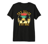 The Beach is my Home Funny Retro Sunset Surfing Life Camiseta Premium