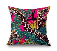 The Beach Stop Funda de cojín decorativa de la selva tropical paradisíaco, decoración del hogar para sala de estar, dormitorio y jardín, 45 x 45 cm, 45 x 45 cm (jirafa de junga)