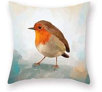 The Beach Stop Funda de cojín decorativa para pájaro, diseño de petirrojo y pectirrojo, decoración del hogar para sala de estar, dormitorio y jardín, 18x18 pulgadas, 1 funda abstracta para petirrojo