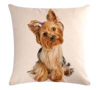 The Beach Stop - Funda de cojín suave con estampado de perro adorable, Golden Yorkie, 45 x 45 cm