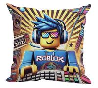 The Beach Stop Ro-blox - Funda de cojín divertida con diseño de personajes de videojuegos | Idea de regalo para hombres, mujeres, niños y niñas | 45 x 45 cm | Ro-blox Gamer Guy
