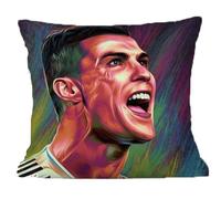 The Beach Stop Sports Hero Cristiano Ronaldo Funda de cojín | Idea de regalo para hombres, mujeres, niños y niñas | 45 x 45 cm 18 x 18 | Retrato de Ronaldo