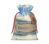 The Beach With Sea Birds - Bolsa resistente con cordón, perfecta para regalos, viajes y uso diario con etiquetas de regalo de papel kraft