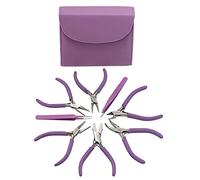 The Beadsmith Alicates de color de moda Juego de 8 herramientas delgadas a juego, embrague a juego en color orquídea, kit de suministro de fabricación de joyas para crear collares, pulseras, aretes y