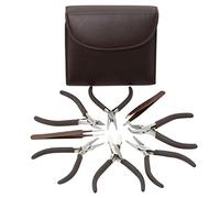 The Beadsmith Alicates de color de moda Juego de 8 herramientas delgadas a juego, embrague a juego en color chocolate, kit de suministro de fabricación de joyas para crear collares, pulseras, aretes y