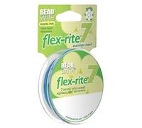 The Beadsmith Flex-Rite - Alambre para cuentas - Alambre de acero inoxidable recubierto de nailon de 7 hebras, 0.024 pulgadas de diámetro, azul, carrete de 30 pies, cuerda duradera para collar y