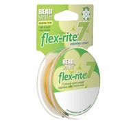 The Beadsmith Flex-Rite - Alambre para cuentas - Alambre de acero inoxidable recubierto de nailon de 7 hebras, 0.014 pulgadas de diámetro, oro metálico, carrete de 30 pies, cuerda duradera para collar