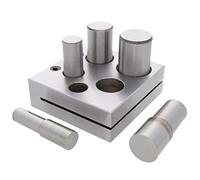 The Beadsmith Juego de cortadores de discos circulares grandes de acero con 5 perforaciones y troquel. Herramienta para cortar círculos grandes precisos de 1/2 a 1 pulgada utilizando una hoja de metal