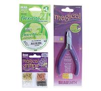 The Beadsmith Kit de crimpador mágico, incluye alicates de crimpado, 500 tubos de crimpado, 2 x 2 mm alambre FlexRite de 21 hilos