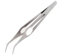 The Beadsmith Pinzas de precisión en ángulo, herramienta multiusos de acero inoxidable con punta curvada y agarre acolchado, 6 pulgadas