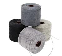 The Beadsmith S-Lon - Cordón de cuentas - Cordón de nailon trenzado de 0.5 mm para cuerdas, paquete de 4, mezcla de neutrales frescos, TEX210, 77 yardas por carrete