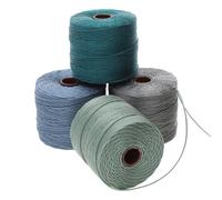 The Beadsmith S-Lon - Cordón de cuentas - Cordón de nailon trenzado de 0.5 mm para cuerdas, paquete de 4, mezcla de niebla oceánica, TEX210, 77 yardas por carrete