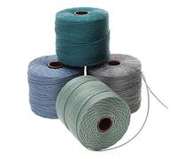 The Beadsmith S-Lon - Cordón de cuentas - Cordón de nailon trenzado de 0.5 mm para cuerdas, paquete de 4, mezcla de niebla oceánica, TEX210, 77 yardas por carrete