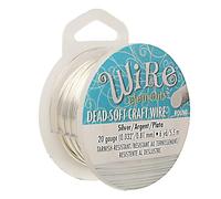 The Beadsmith Wire Elements - Alambre para manualidades, resistente al deslustre, templado suave, redondo, color plateado, 0.81 mm, calibre 20, carrete de 6 yardas, fabricación de joyas, envoltura de