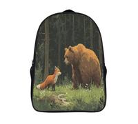 The Bear And The Fox Mochila Infantil, Mochila 3D Mochila Guardería Pequeña Para Niñas Mochila Linda Para Preescolar Con Correa Para El Pecho 40x28x16cm