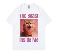 The Beast Inside Me Angry Cat Meme Estampado Gráfico Camiseta Oversized Unisex Camiseta de Algodón Casual
