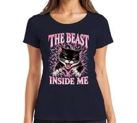 The Beast Inside Me Cat Krallen Statement - Camiseta para mujer, azul marino, XXL