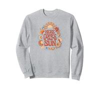 The Beatles - Here Comes The Sun - Flores Retro Vintage Sudadera, Unisex para Adultos, Gris Jaspeado, XL