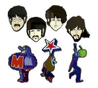 The Beatles - Juego de mini insignias de personajes submarinos amarillos, talla única